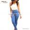 Blue Denim casual long sweat fashionable belted High Waist Harem Pants