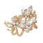 Handmade jewelry korea wholesale gold plated rhinestone crystal scarf clip brooch
