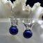 Lapis Butterfly Shaped Cabochon 925 Sterling Silver Earrings, Fashionable Bezel Earrings, Designer 925 Silver Earrings