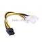 PCI Express Adapter 4PINx2 TO PCI-E 8PIN Male To Dual LP4 Molex IDE Power Cable Adapter 16cm