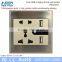 Metal wiredrawing edging plug socket universal wall socket with 2 usb port