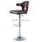 Bent plywood seat bar stool,chromed gas lift and base, height adjustable bar stool HY2022H