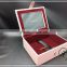 Leather Pink cute big gift wood box with clear window