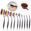 2016 Factory Offer WholeSale OEM New Fashion Girls Tops 10 Oval Make up brush Set Cosmetic Toothbrush Makeup Brush