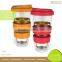 Colorful Silicone Handle and Cap Available Glass 300ml Coffee Mug