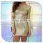 Long sleeve one-piece with full sequin tight dress bodycon midi pron dress 2016