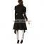 2015 women fashion black long sleeve double pockets one button fishtail hem lapel long coat and jacket