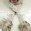 Fashion the newest lady100%acrylic knitted scarf cap with pompom