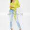 2017 Green Wrap Over Tie Side Long Sleeve Women Casual Blouse Design