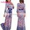 Wholesale India Fashion Printing Floral Leopard Casual Maxi Dress Long Sleeve