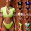 Two Pieces Short Sleeve Zipper Bikini High Quality Solid Beachwear Women Deep V Thong Swimsuit Set Push Up Padded Bathing Suits