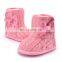 Winter New Toddler Fleece Snow Boots Baby Shoes Infant Knitted Bowknot Crib Shoes Baby Warmer Shoes with bow