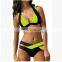2019 HOT sale New Glamour black and white comfortable bikini chest gathered split swimsuit sexy bikini