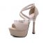 women handmade high quality shoes high heel round toe slip on platform sandals or evening wear shoe