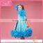 Bubble point dress with blue long kids feather dress for party girl 1-9 years