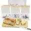 Natural Wood White Bread Boxes With Cutting Board For Kitchen Counter Bread Storage