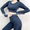 New High Quality Women Yoga Seamless Sets Sport Suit Gym Wear Fitness 2PCS Set Long Sleeve Tops and Leggings