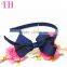 wholesale China white wide satin bow knot covered metal hairband teenage girls headband