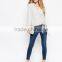 Clothing Long Sleeve V Neck Casual Lady Blouse Fashion Design