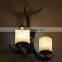 Rural style Resin Antler Deer Horns II w/2 head Wall lamp