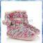 Space Dyed Cable Knit Girls Boots With Cute Pom Pom