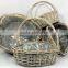 Set of 4 Grey Washed Wicker Heart Shaped Baskets with Handles