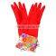 Household dish cleaning colorful long protective latex gloves,warm fleece-lined latex gloves