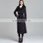2014 new fashion cotton twill black belted slim fit long maxi trench coat for women