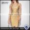 MGOO High Quality Wholesale OEM/ODM Gold Bandage Spandex Dress For Ladies Mini Bodycon Sheath Sexy Club Dress H838