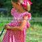 Summer baby girl dresses new style angle sleeve backless red plaid dress with girls party dresses