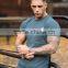 Dark Slate Longline Mens T Shirt Round Bottom Short Sleeve Muscle Tee Gym Fitted Curved Hem Tee OEM Elongated T Shirt Streetwear