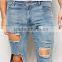 Slim Fit Straight Cut Knee Ripped Acid Wash Jeans Trousers for Men