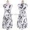 Womens Elegant Vintage Polka Dot Floral Flower Print Tunic Wear To Work Office Casual Party A-Line Skater Dress