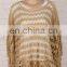 spring fashion gold thread fabric knitted mexicano poncho woman pullover new design girl sweater