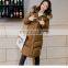 2017 New Korean Version of Slim Big Code Solid Color Hooded Large Hair Collar Long Feather Cotton Women