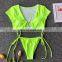 Neon Bikini Thong Leopard Micro Swimsuit Women High Leg Cut Swimwear Bandage Swimming Suit Strappy Biquini Leopard Bikinis 2019