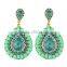 Water drop 2 gram gold beautiful designed earrings with cross cz stone bridal korea Arete dije colgado colgante para dama
