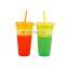 Reusable Plastic Color Changing Tumbler Cups Christmas Magic Bulk Plastic Mugs With Straw