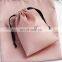 PandaSew Wholesale Custom Logo 13x10cm Pink Drawstring Satin Package Jewelry Pouch Dust Bag