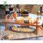 Acacia Wooden Serving Board on Stand Contemporary Raised Wooden Serving Platter Elegant Hand-Finished Home Decor Counter Shelf