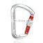 JRSGS High Quality Outdoor Customized Logo/Color High Strength Aluminum Snap Hook Safety Climbing Locking Carabiner Clip