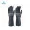 High Quality Lightweight Thin 33cm En388 Heavy Duty Black Flock Lined Natural Latex Diamond Grip Rubber Glove