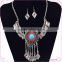 Fashion Jewelry Vintage Look National Style Turquoise Jewelry Set Long Chain Necklace Set