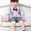 Korean Style Cute Baby Boys Summer Short Sleeve Cotton T-shirt & Grid Pants Baby Clothing Sets