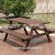 outdoor wooden beer garden table and bench