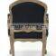 French /European style with Black flower or blue and white Fabric Solid OAK Carved Arm chair/Living chair (CH-923-OAK )