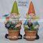 Garden Elves water the flowers figurine with Solar lawn lamp decorative