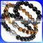 European Fashion Buddha Designs Black Agate Lava Bead Buddha Head Bracelet Wholesale