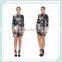 Lady's silk crepe de chin digital printed long sleeve fashion dress