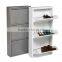 Cheap Three Drawers Steel Shoe Cabinet 30 Pair Metal Shoe Rack White Antique Store Shoe Cabinet